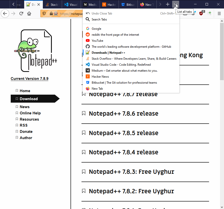 [Feature Request] List all tabs button · Issue #8748 · notepad-plus ...