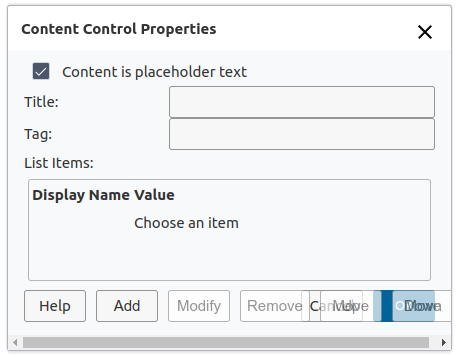 Writer -> Content Control Properties Dialog overlapping buttons · Issue ...