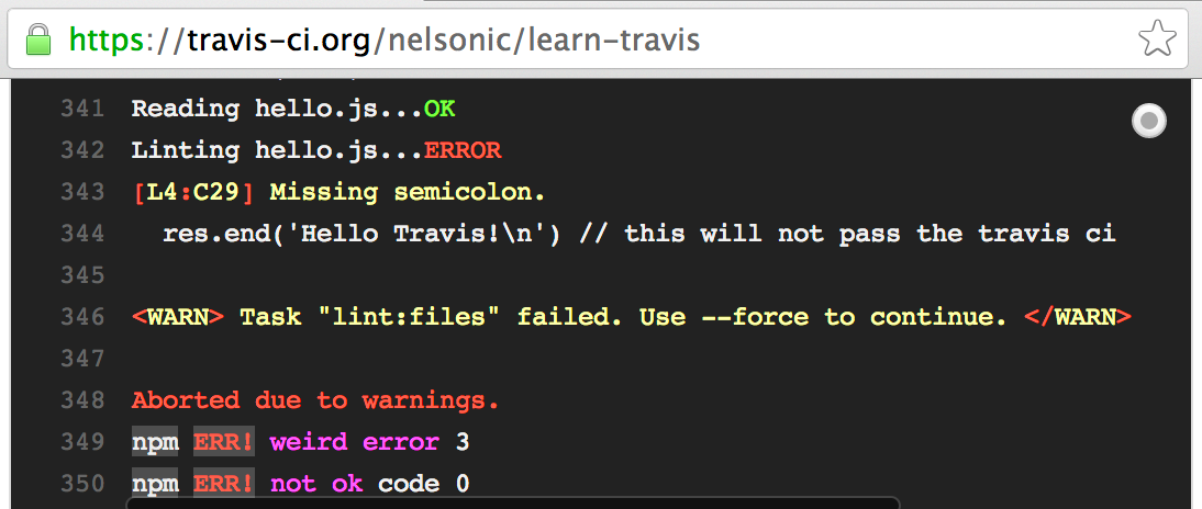 Travis Build Failing Error Message