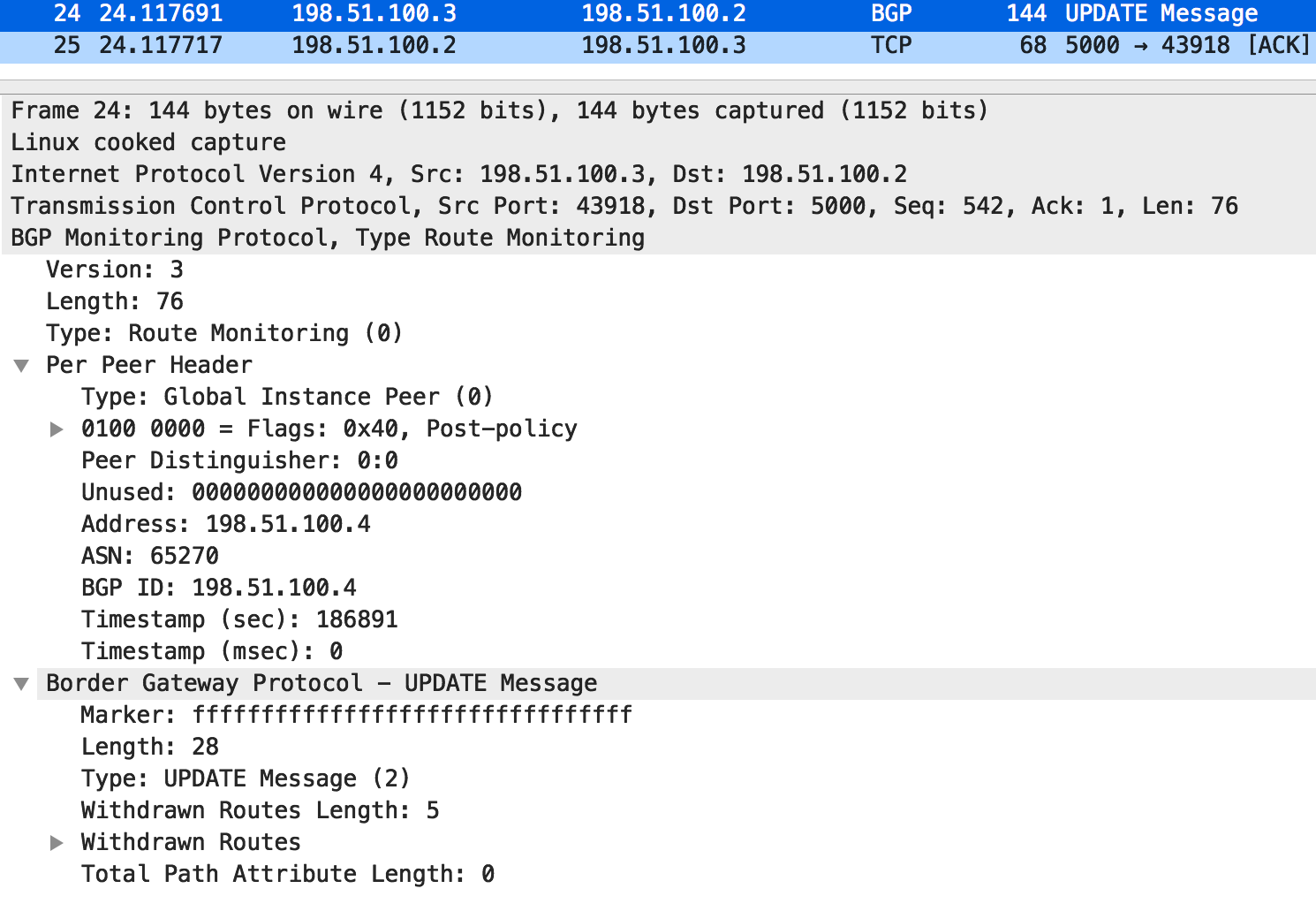 Packet24 - timestamp is system uptime for updates