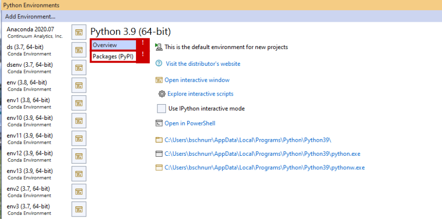list item name in Python Environment pane contains an invalid name ...
