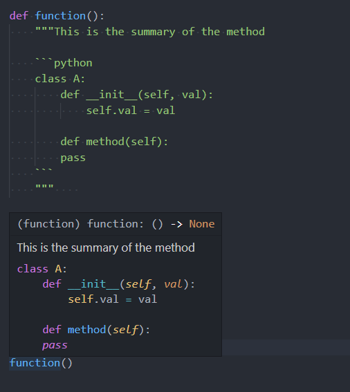 Popup from documentation does not respect indentation in code blocks ...