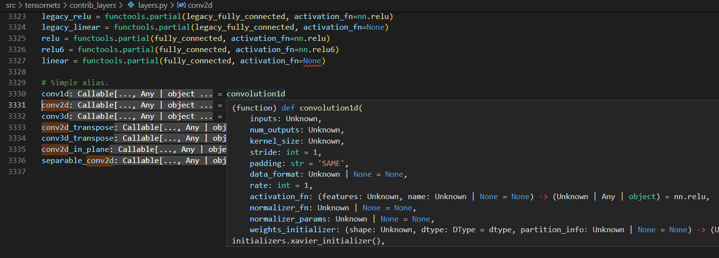 Hover and Completions of functions assigned to variables aren't ...
