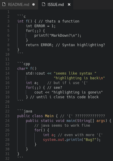 markdown code block highlight css ia writer