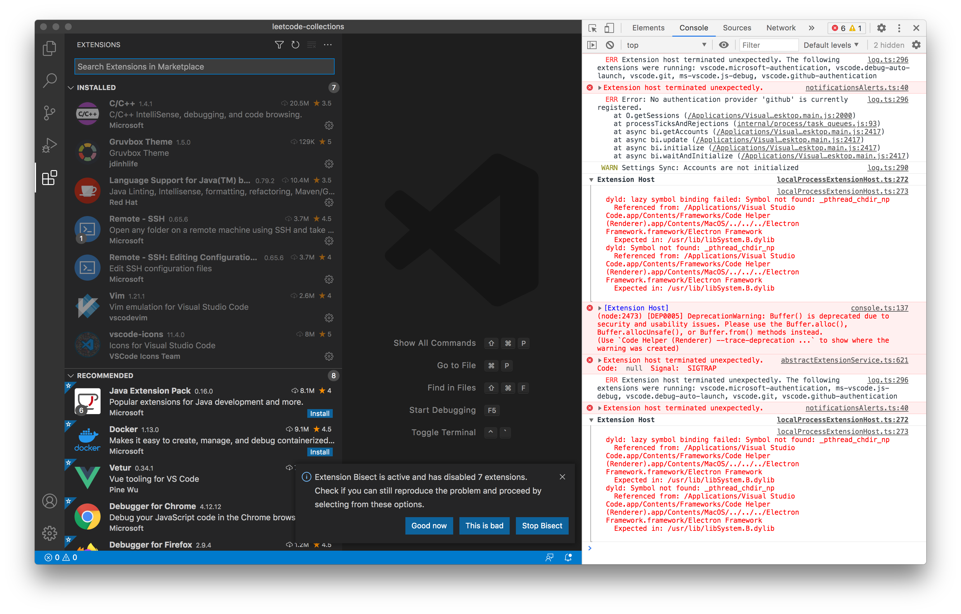 Extension Host Terminated Unexpectedly On MacOS