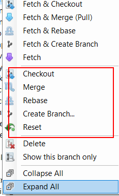 Left panel - Align local and remote branches context menu · Issue #6179 ...