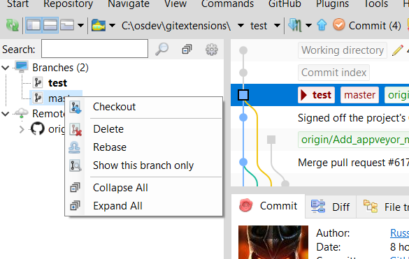 Left panel - Align local and remote branches context menu · Issue #6179 ...