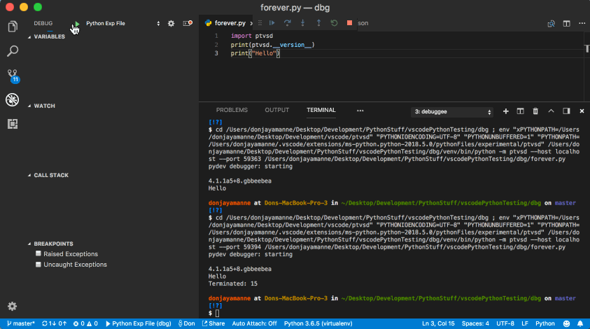 Debugger does not end in VS Code · Issue #483 · microsoft/ptvsd · GitHub