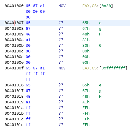 Bad instruction for `mov rax,[gs:0x30]` · Issue #4942 ...