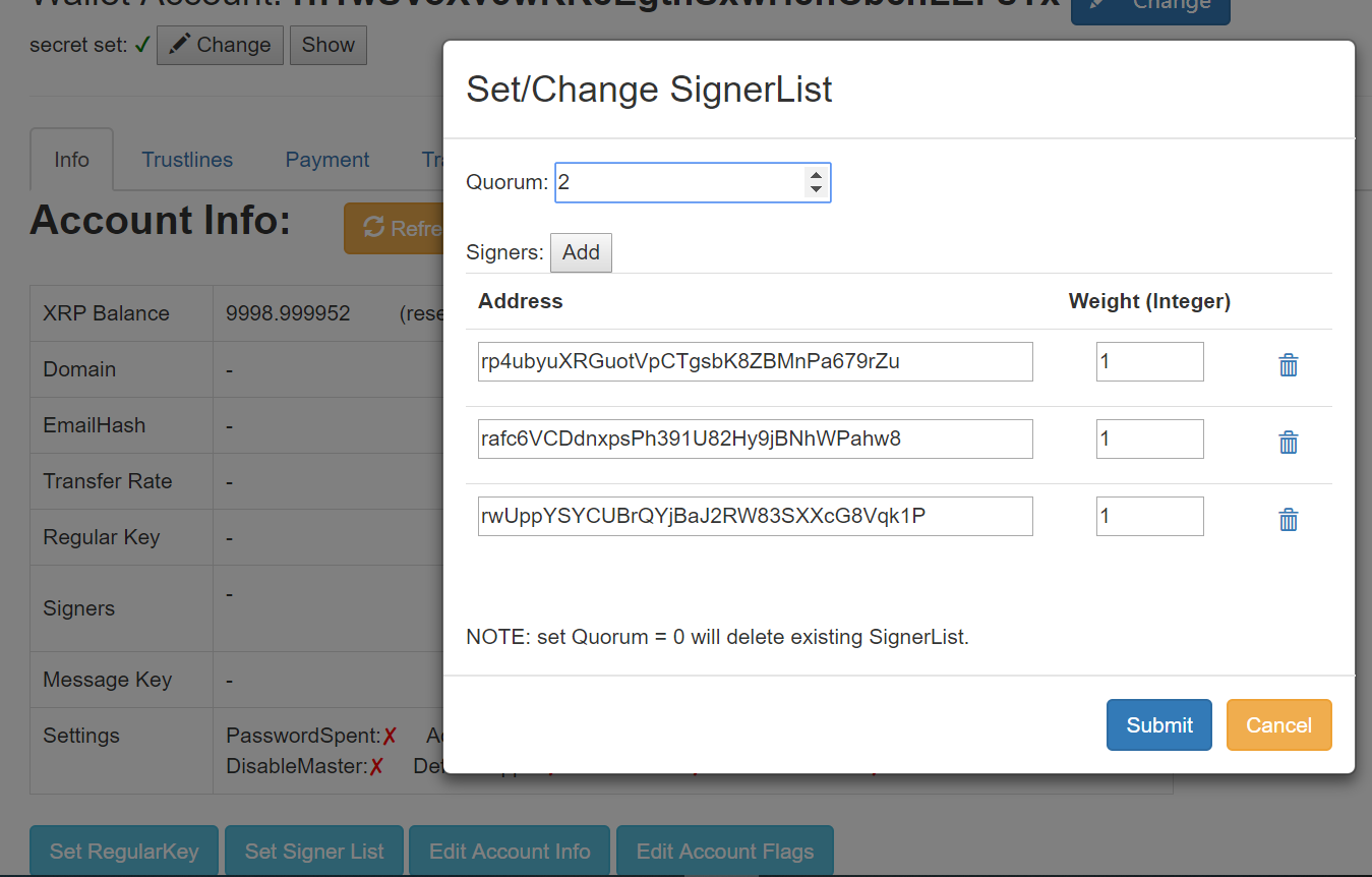 Dose the testnet support set signer list? · Issue #2766 · XRPLF/rippled