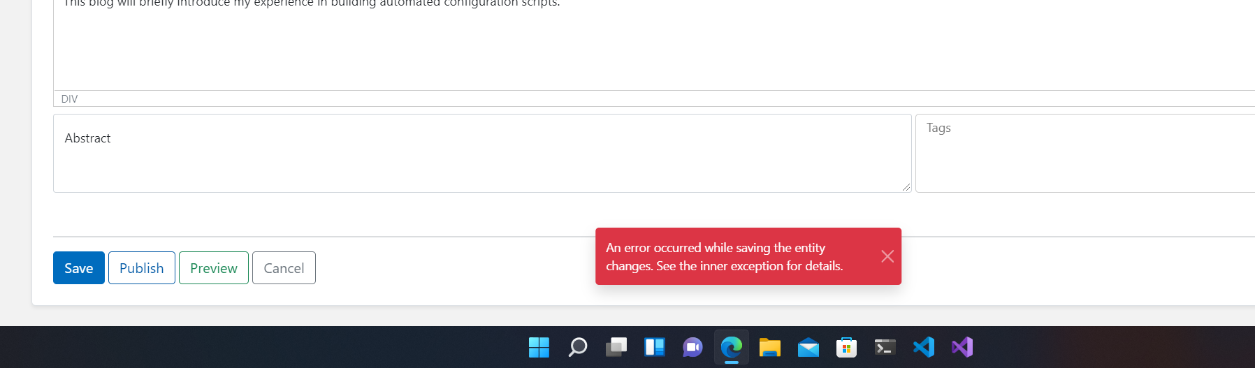 Crash when saving posts. · Issue #585 · EdiWang/Moonglade · GitHub