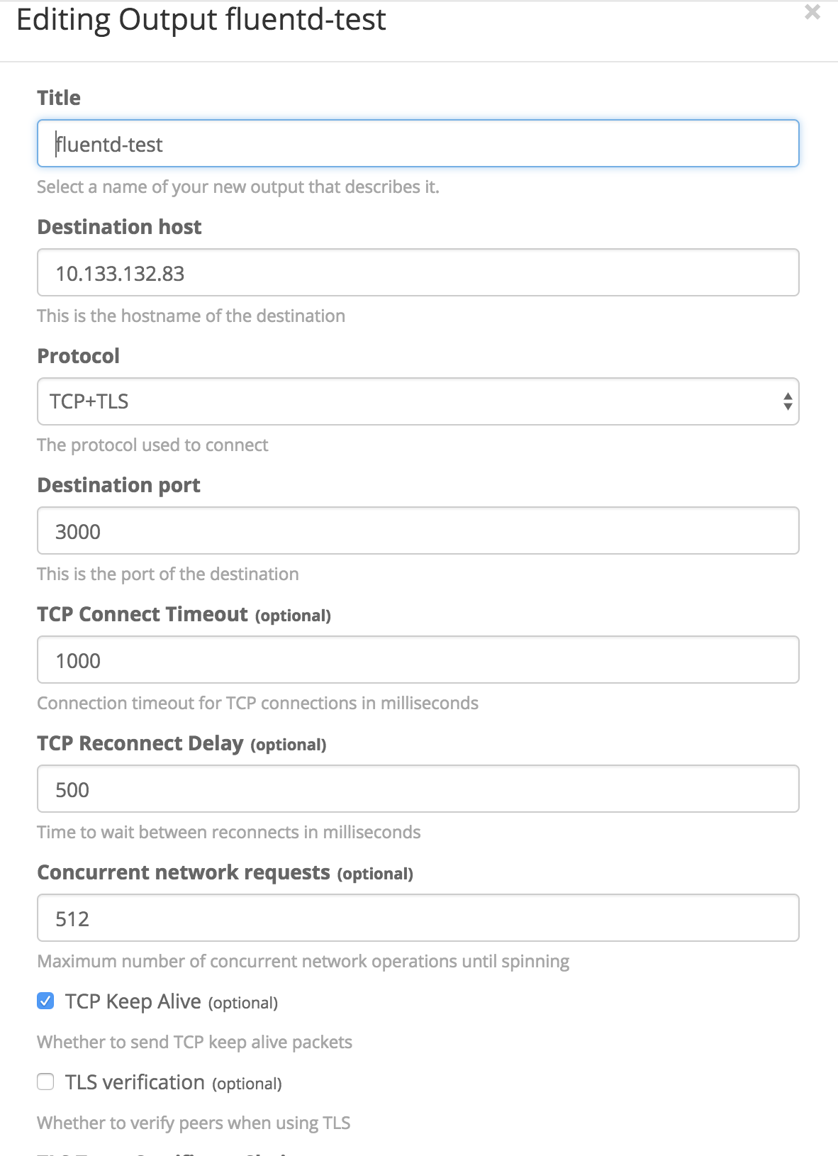 graylog-output configuration