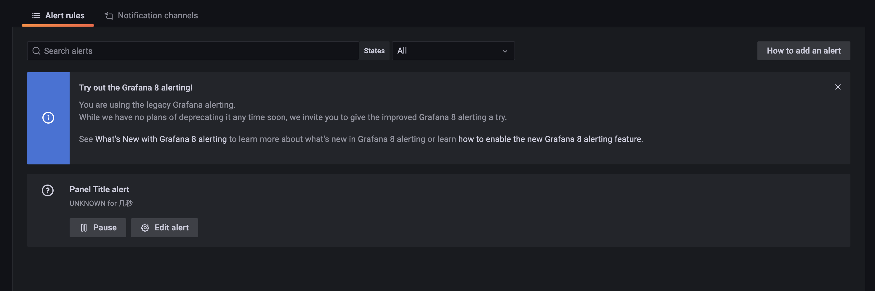 Legacy alerts: alerts can't created when dashboard import for the first