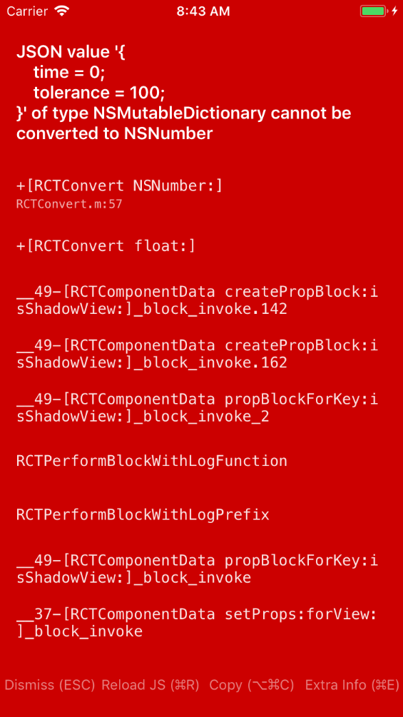 JSON value {} of type NSMutableDictionary cannot be converted to