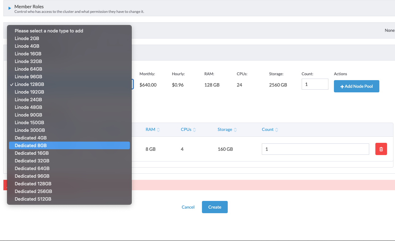 Invalid Linode instance types show in LKE driver · Issue 6424