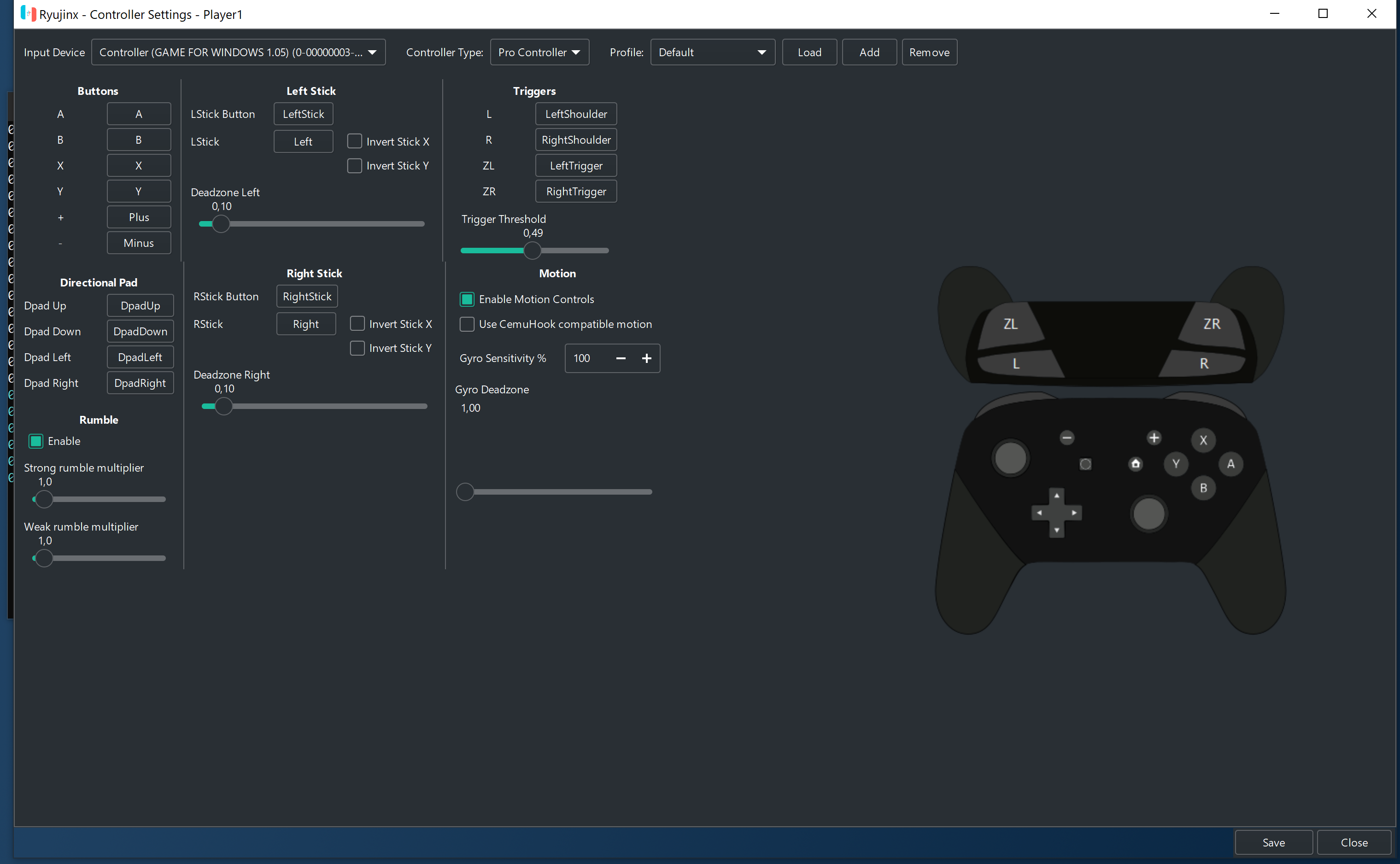 The buttons for saving or closing the configuration of a controller are not visible issue 