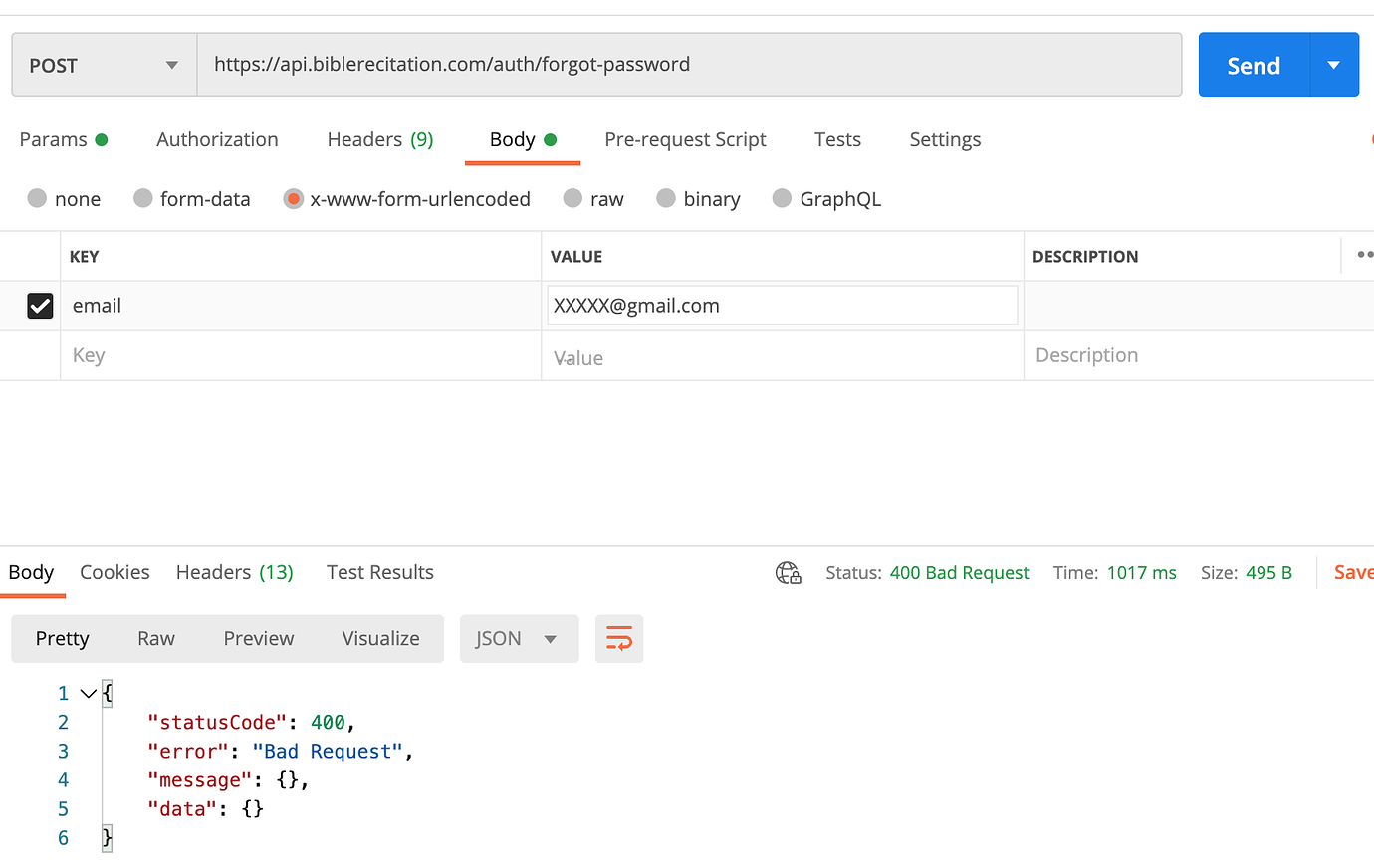 400 Bad Request for Forgot Password API · Issue #10727 · strapi/strapi ...