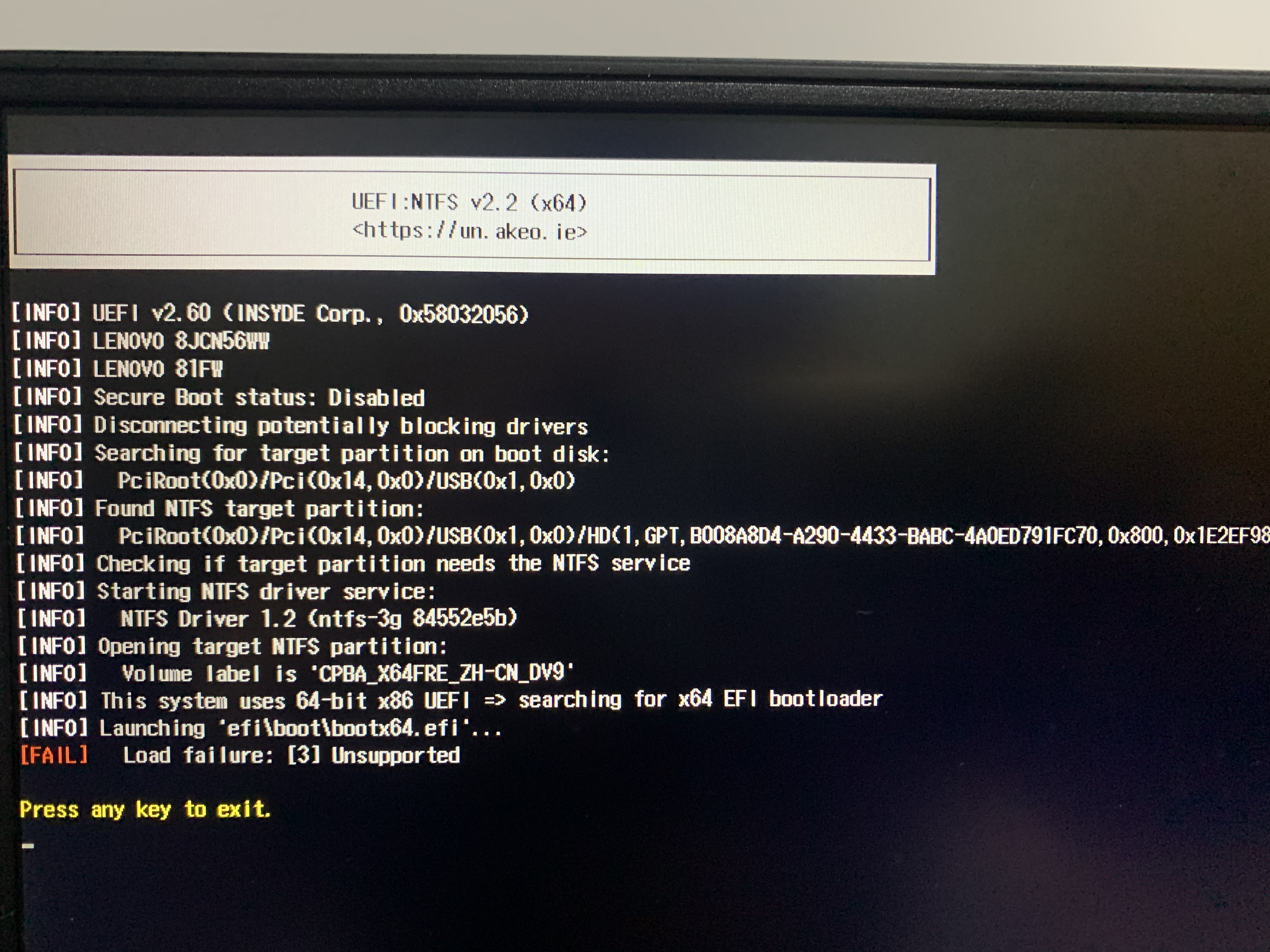 Load failure:[3] unsupported · Issue #1844 · pbatard/rufus · GitHub