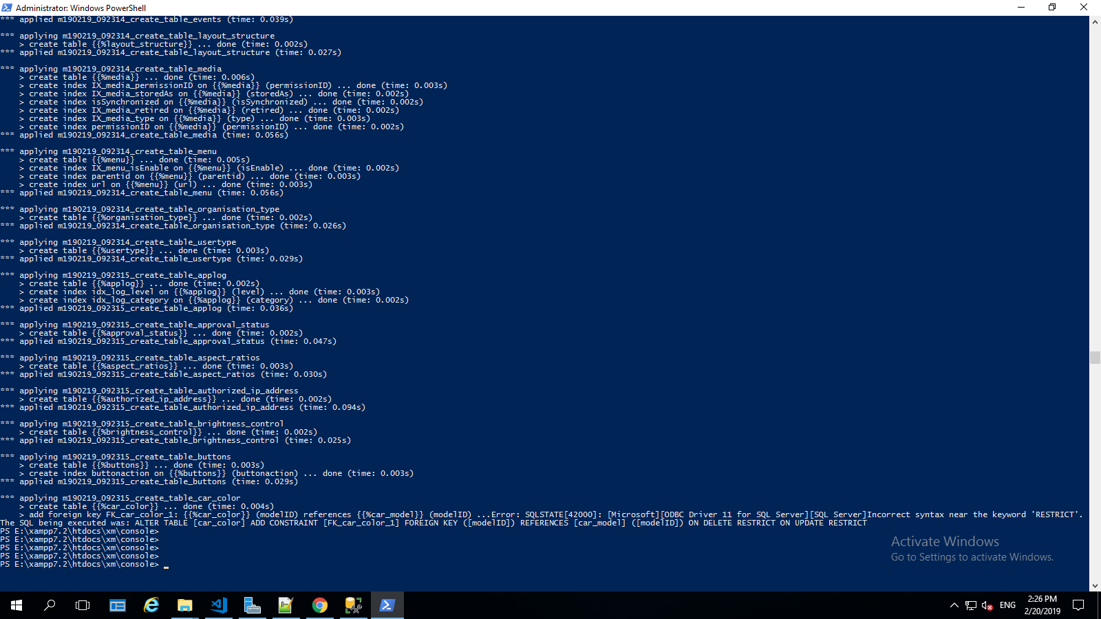DB migration: alter table add foreign key throws syntax error with  'RESTRICT' in MSSQL · Issue #17148 · yiisoft/yii2 · GitHub