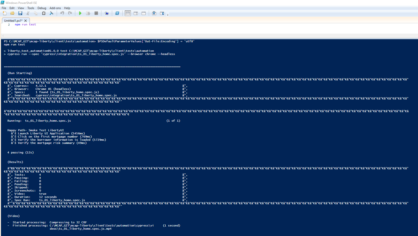 Output Is Not Readable After Running Cypress Test On Powershell Cli Azure Devops Cypress