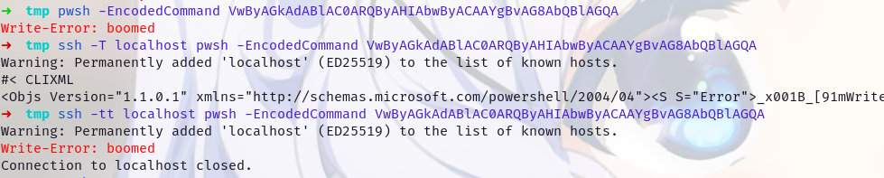 Unexpected output in stderr while running Powershell EncodedCommand ...