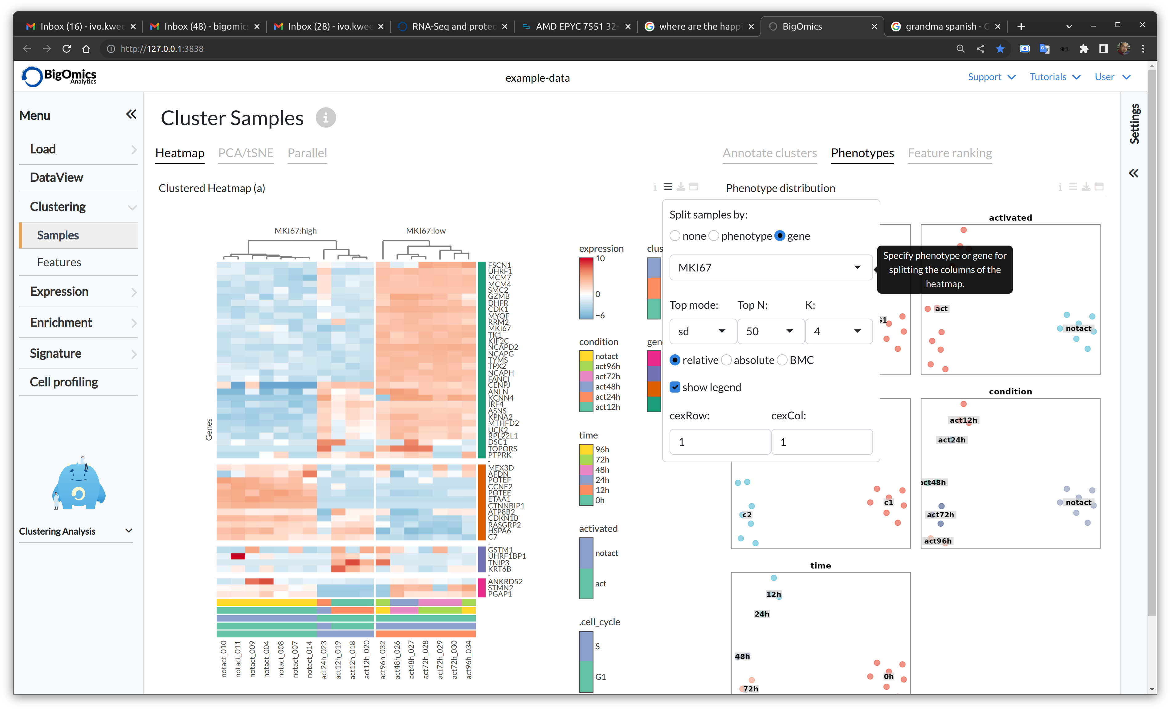Heatmap splitting on genes gives sometimes wrong high/low label · Issue ...