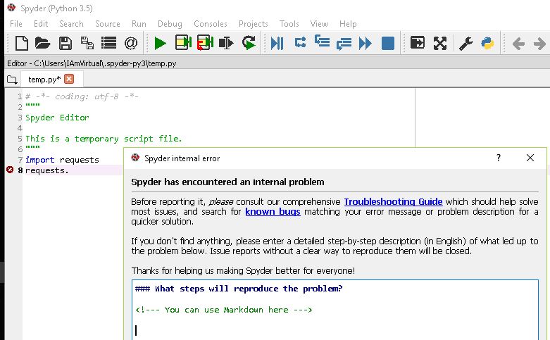 Automatic error report · Issue #6828 · spyder-ide/spyder · GitHub