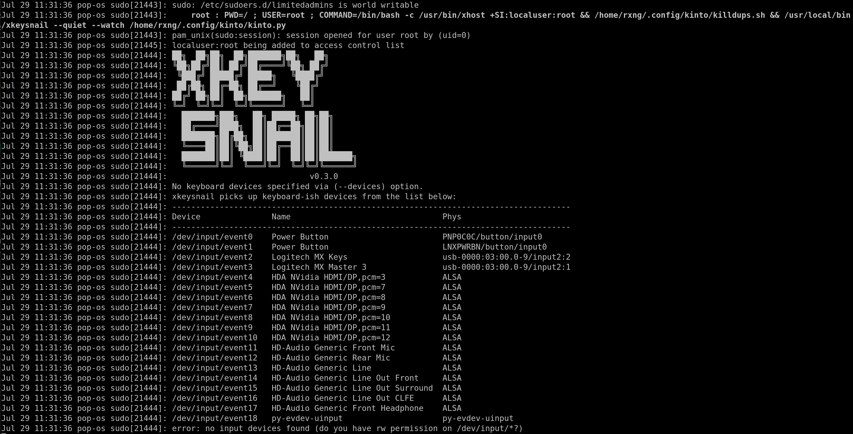error no input devices found (do you have rw permission on /dev/input