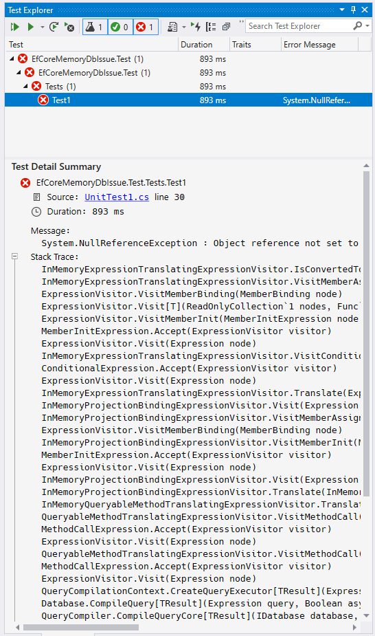 Query when using InMemoryDatabase behaves differently than in version 2 ...