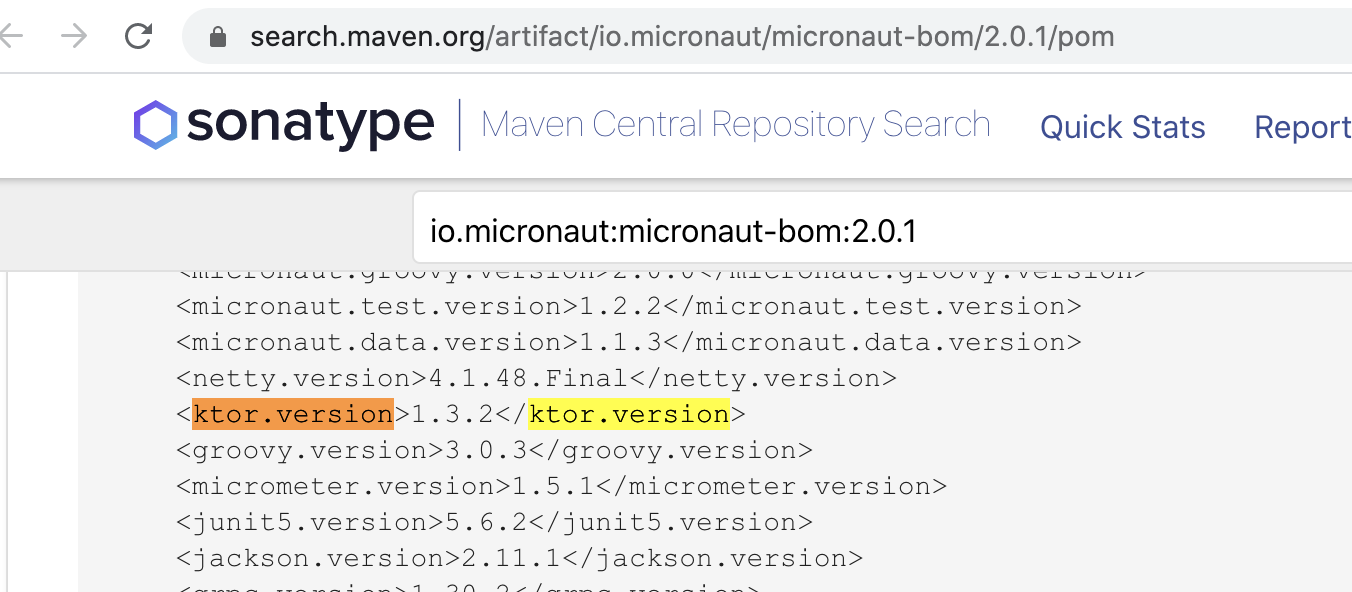 micronautbom 2.0.1 requires a nonexistent version of ktorbom (1.3.2