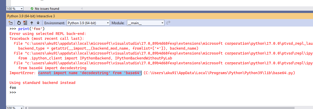Interactive mode doesn't work with Python 3.9 · Issue #6601 · microsoft ...