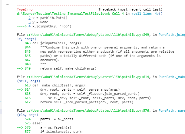 error links in stack traces do not link to other cells correctly ...