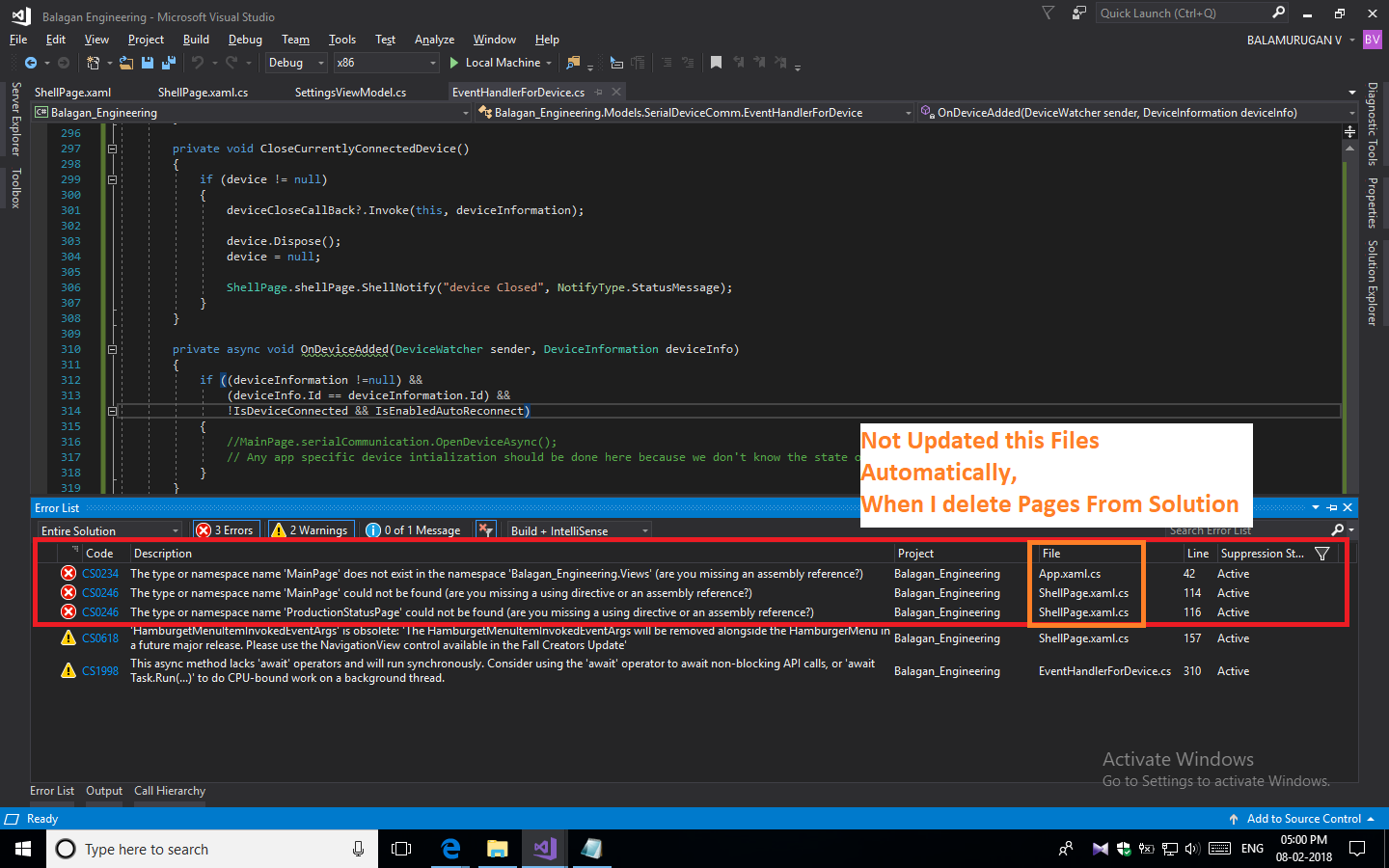 Delete /Remove an WTS Page in Solution, not Updates an ShellPage.xaml