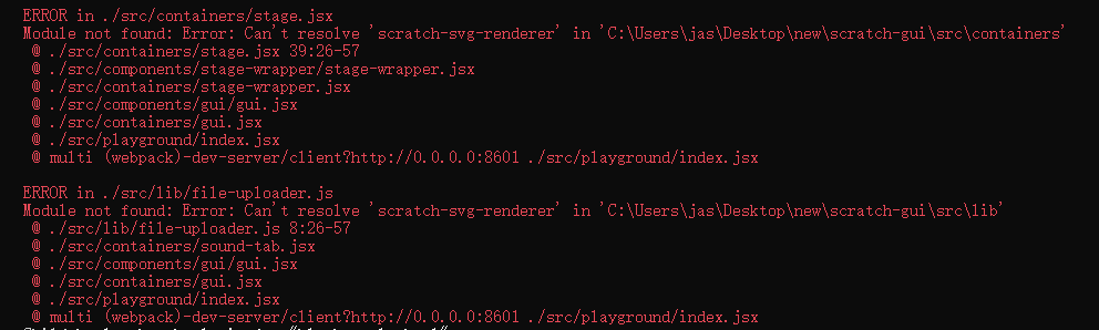 can't npm start. Can't resolve 'scratch-svg-renderer'. · Issue #2228 ...