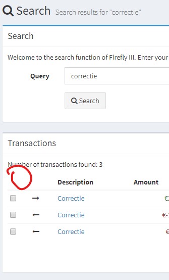 firefly-iii missing select all box search