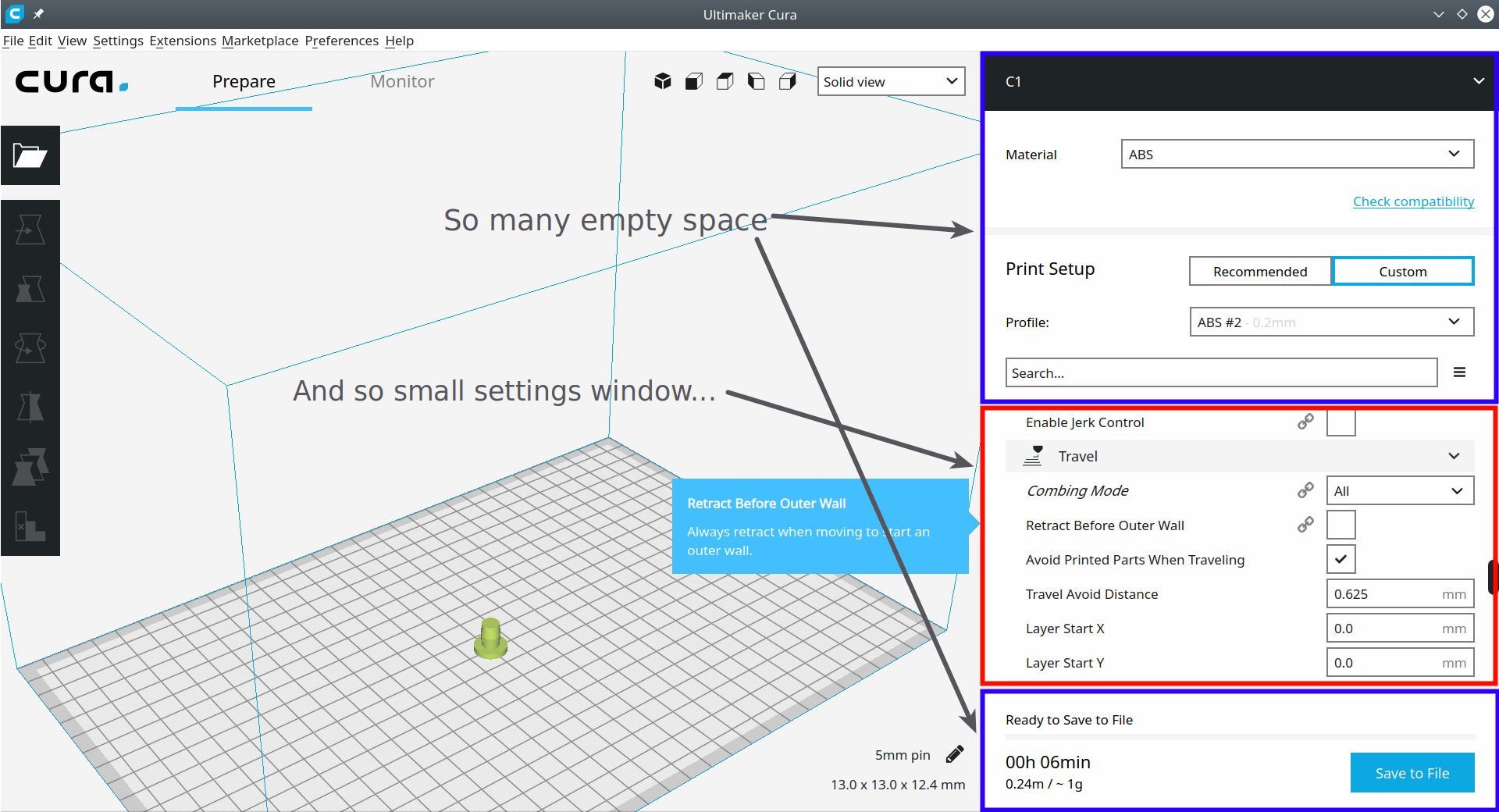 Increase size of the settings area · Issue #4828 · Ultimaker/Cura · GitHub