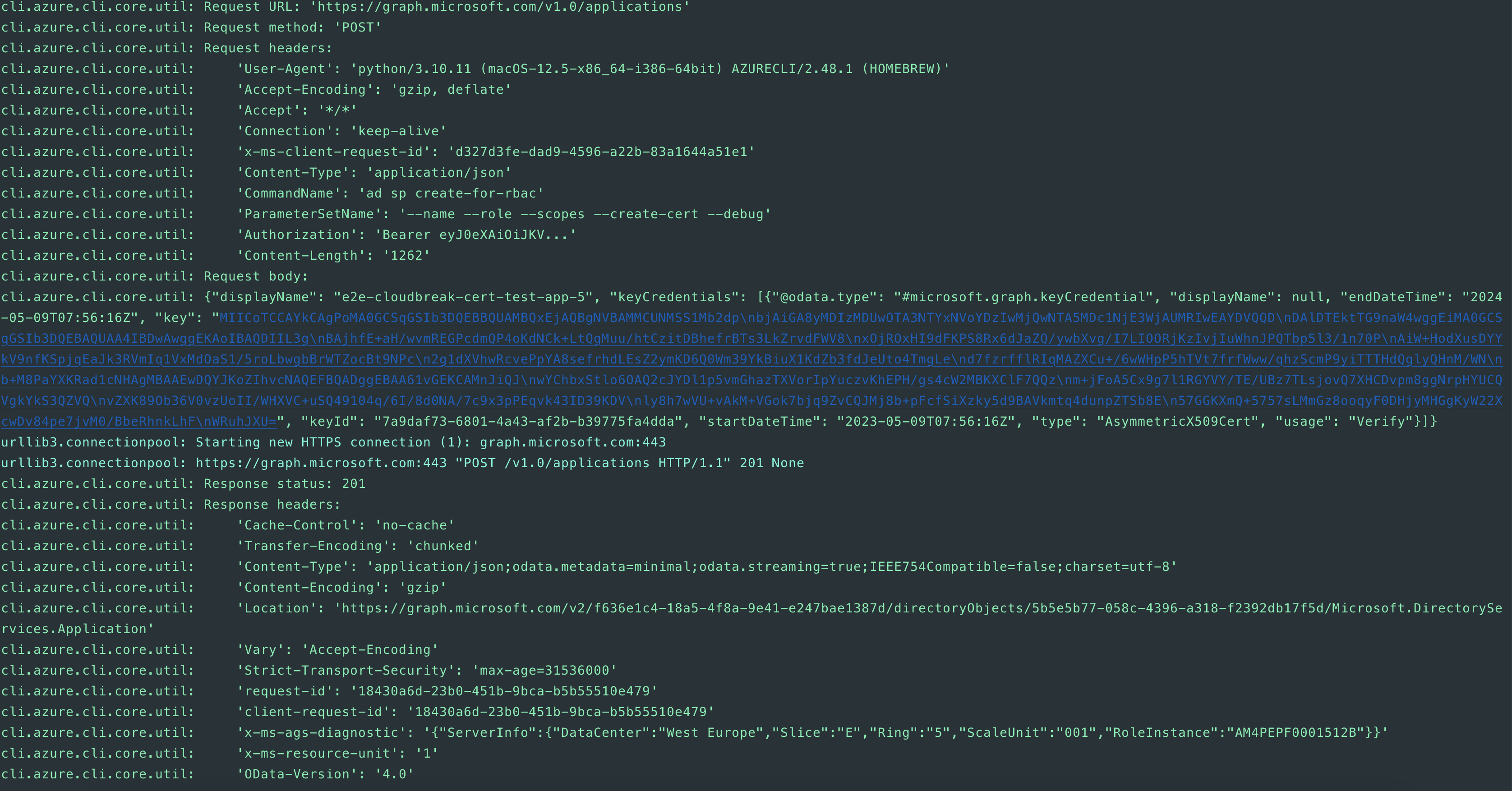 [BUG] Public key could not be uploaded to applications or service principals · Issue 34848