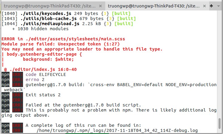 Error when build Gutenberg · Issue #3547 · WordPress/gutenberg · GitHub