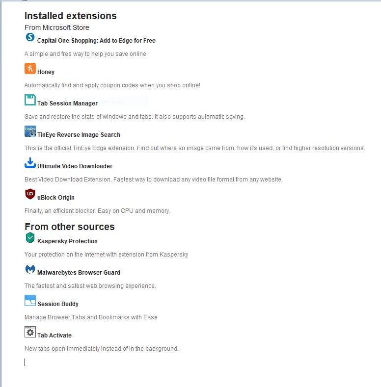 Installed Extensions 10 19 21