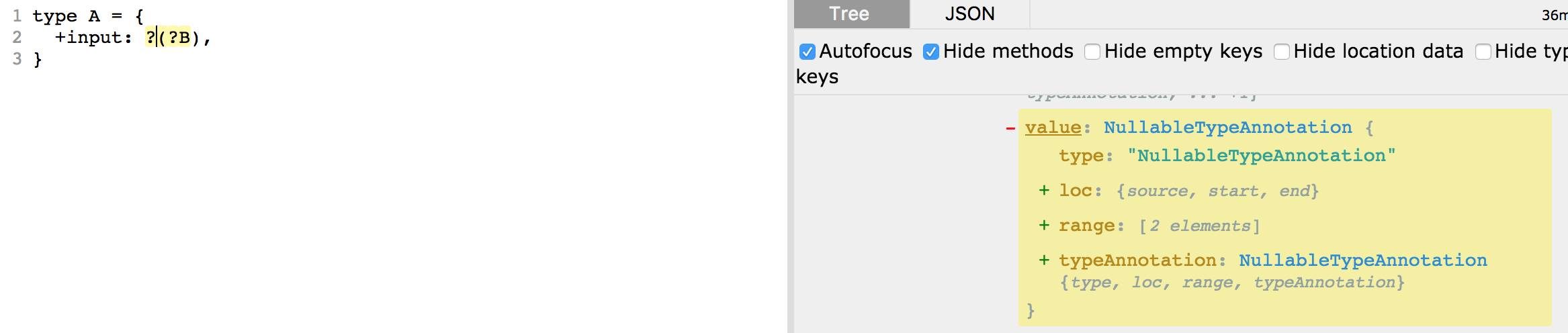 Incorrect location for ?(?T) · Issue #5758 · facebook/flow · GitHub