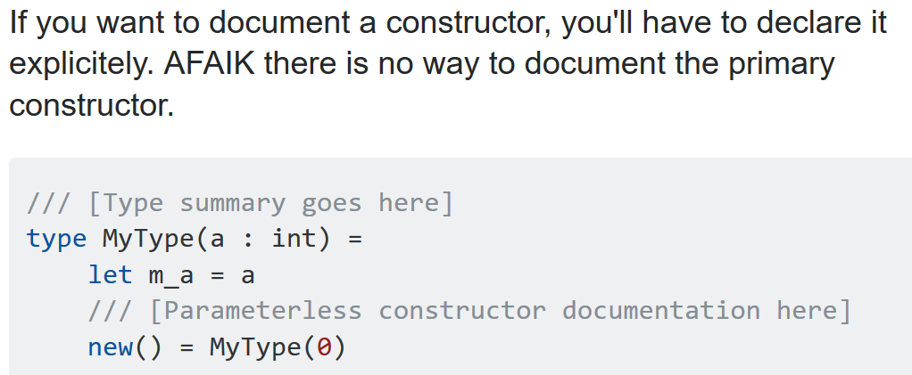 Allow documenting primary constructor · Issue #9163 · dotnet/fsharp ...