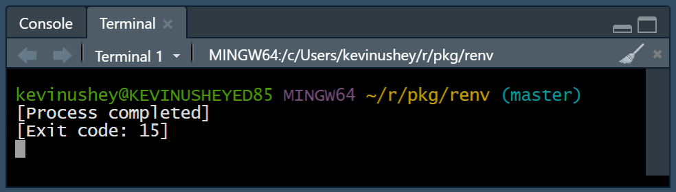 Exit code 15 in terminal of RStudio 1.4 (but not RStudio 1.3) · Issue ...
