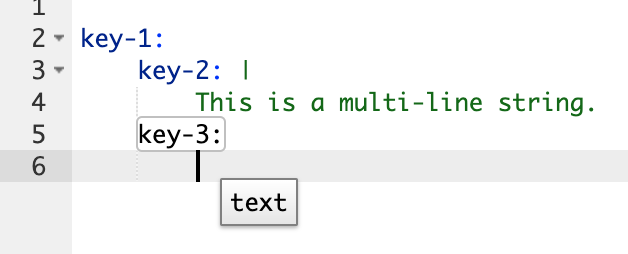 YAML: keys following multiline strings not tokenized as expected ...