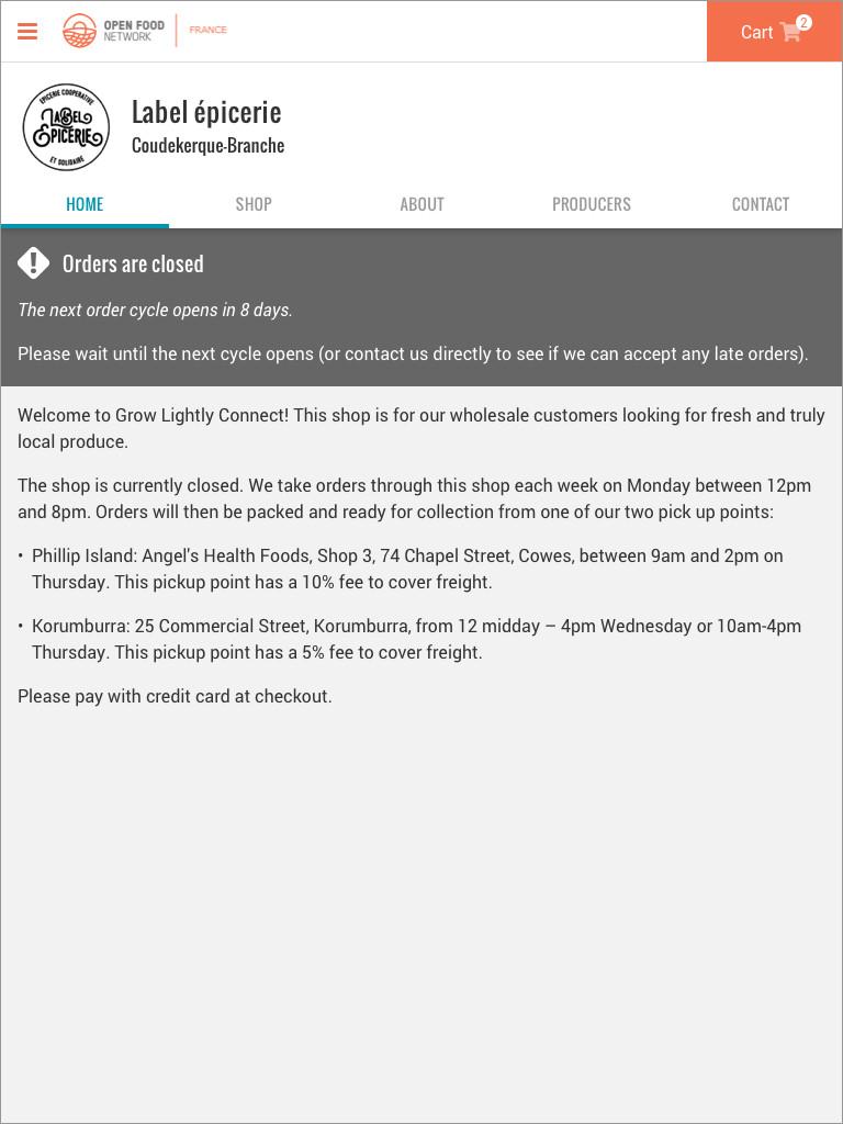 Tablet: Shop - Home OC Closed