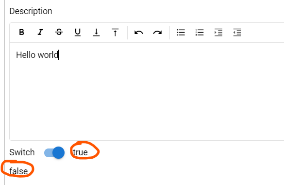 Issue two-way binding custom component for QEditor and QToggle ...