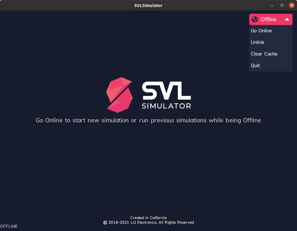 Simulator starts on the "Offline" mode and does not response to "Go ...