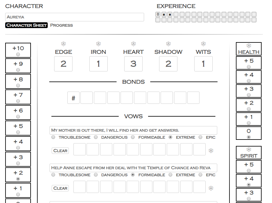 [Ironsworn] Added clear vow progress and progress page. by aureyia