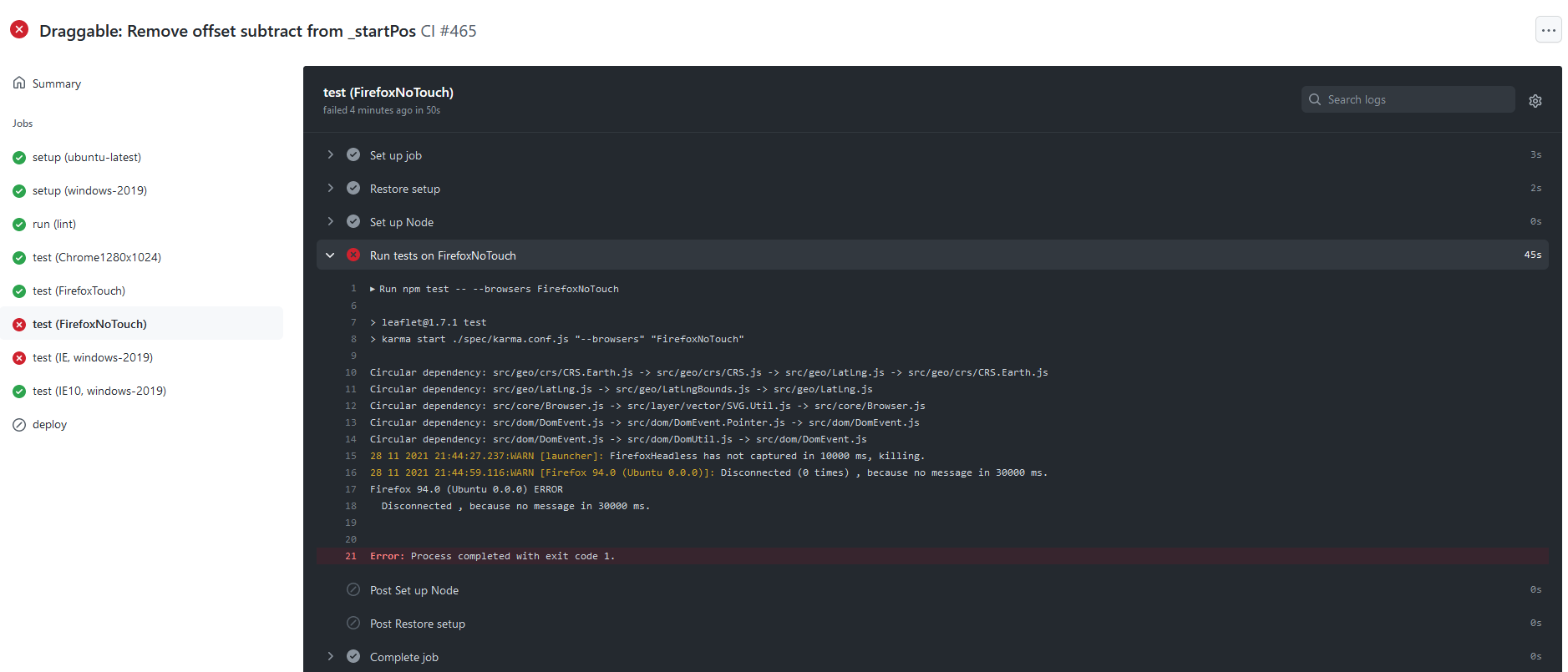 Tests in workflow are failing · Issue #7824 · Leaflet/Leaflet · GitHub