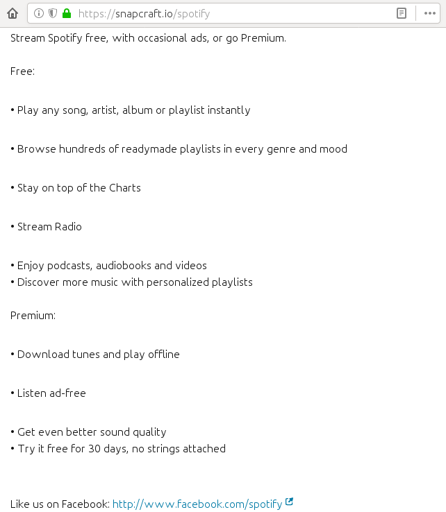 snapcraft io spotify description firefox