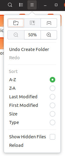 menu pulldown in files